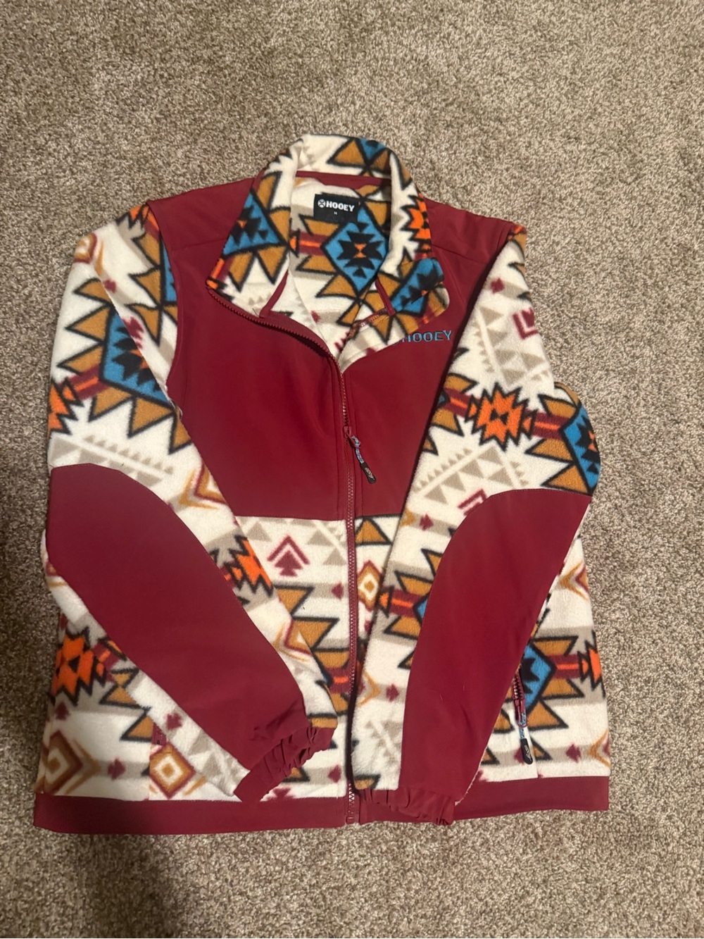 Hooey Women's Burgundy Aztec-Print Teddy Fleece Jacket